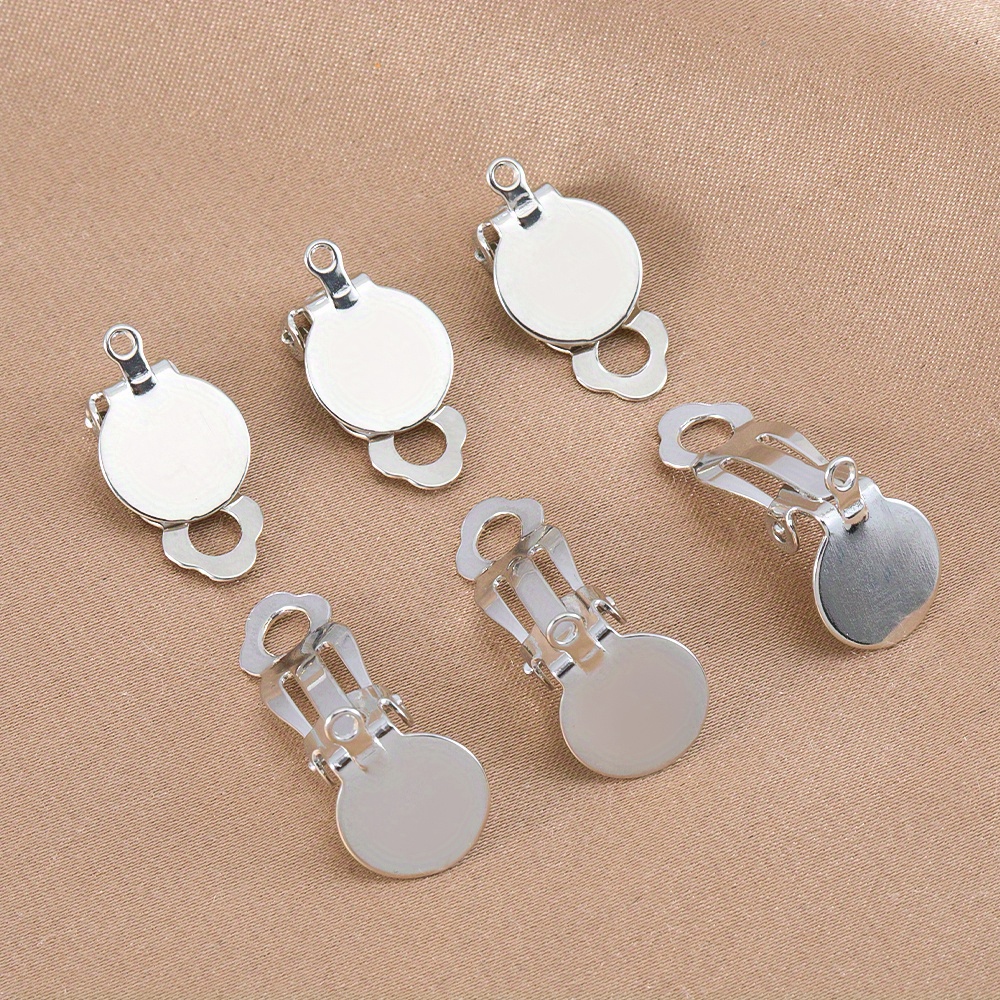 50pcs Fashion Frog Round Blank Ear Clip Base, DIY Supplies